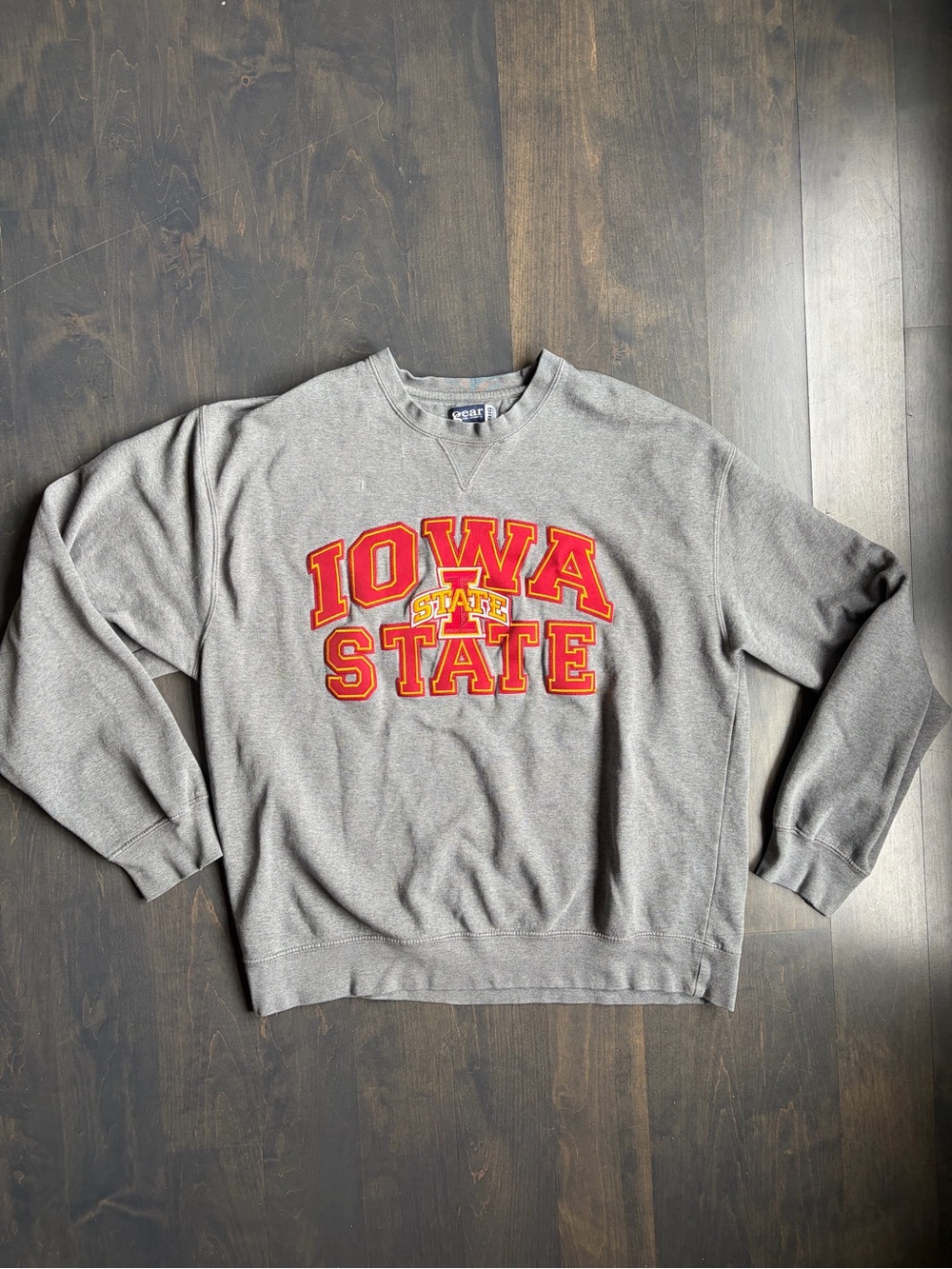 Gear For Sports Iowa State Gray Crewneck with Red & Gold embroidered logo